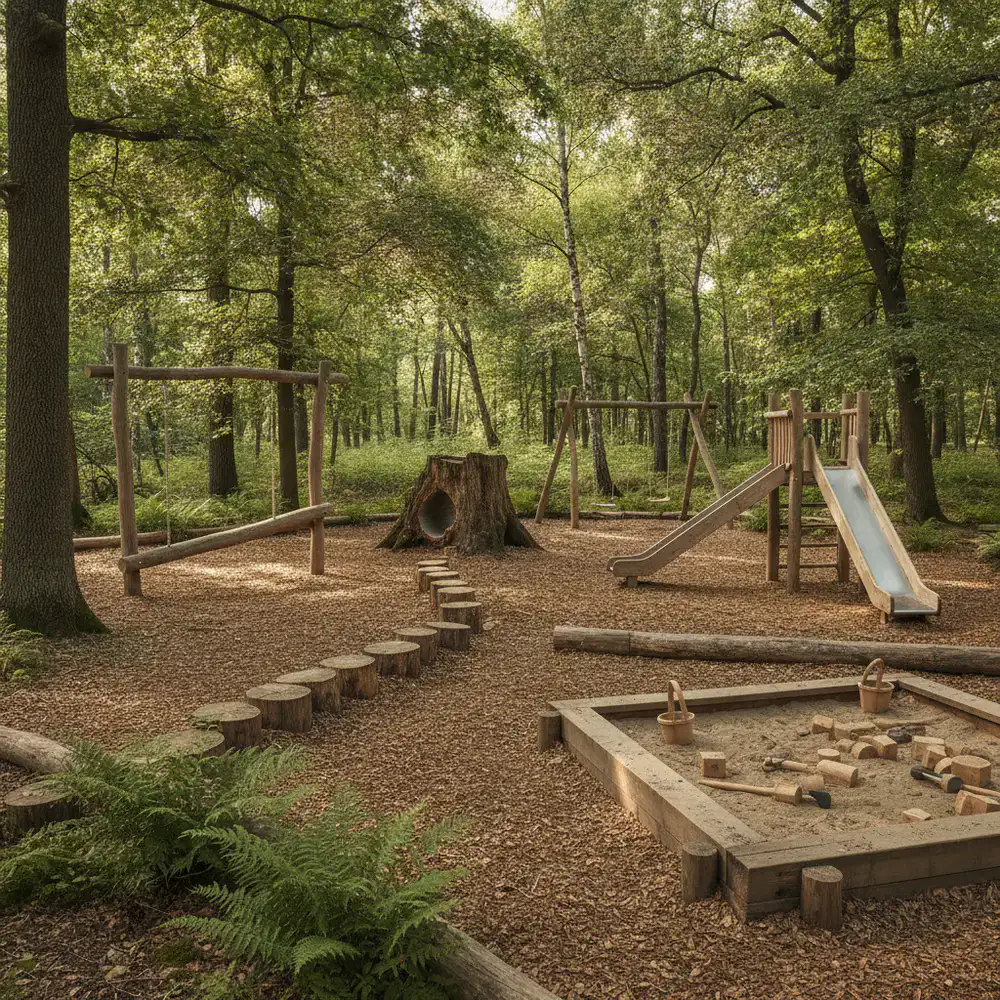 Outdoor woodland play yard